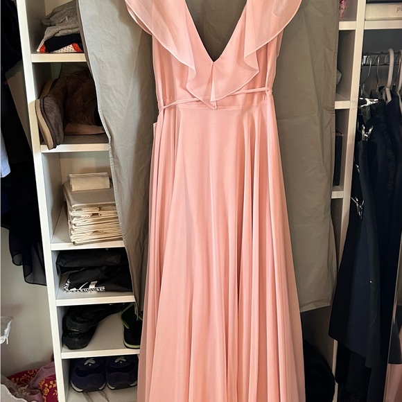 NWT Jenny Yoo Faye wrap dress, rosewater luxe chiffon size 4 unaltered & unworn - Picture 4 of 6